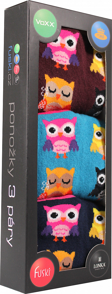 LONKA dámské ponožky sada 3 ks Debox sovičky