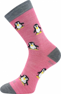 VoXX dívčí merino ponožky Penguinik růžová